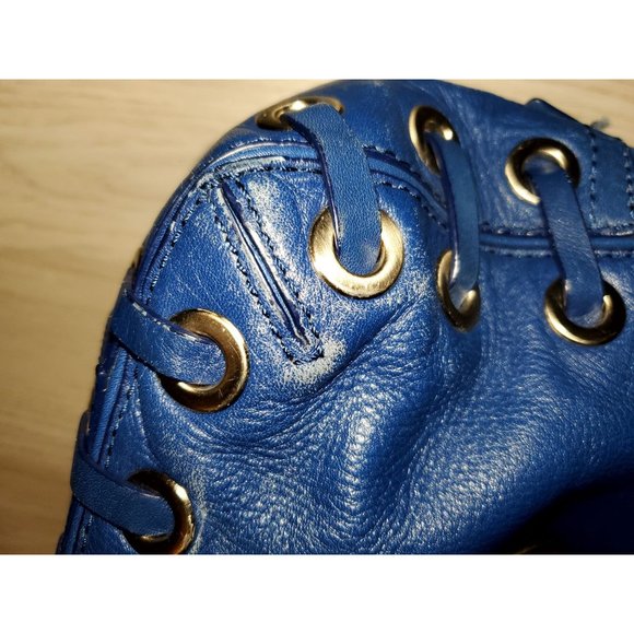 Michael Kors Blue Leather Handbag With Braided Handles & Tassel Detailing - Picture 9 of 11